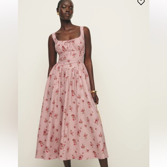 Reformation Balia Linen Dress in Tea Time Size 10 - Picture 6 of 9